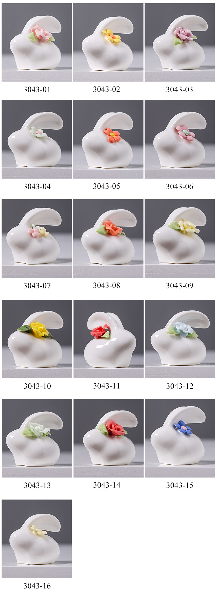 2026, a creative tea table and desk with cute mini porcelain flower decorations featuring hand-molded rabbit patterns made of jadeite white porcelain pic 4