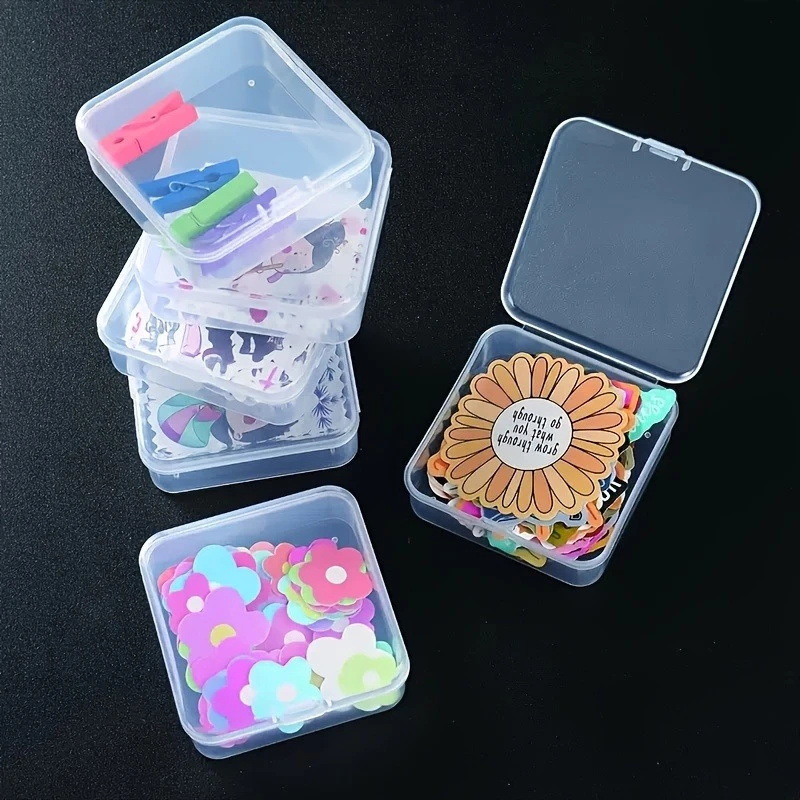 Cuadrado transparente portátil joyero collar caja accesorios caja de almacenamiento de uñas caja de pendientes pic 11