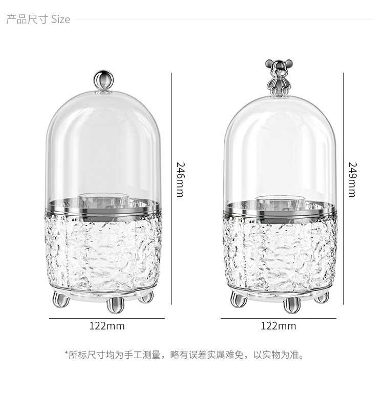 化妆品收纳盒高级感轻奢家用桌面化妆刷收纳旋转防尘梳妆台收纳桶详情7