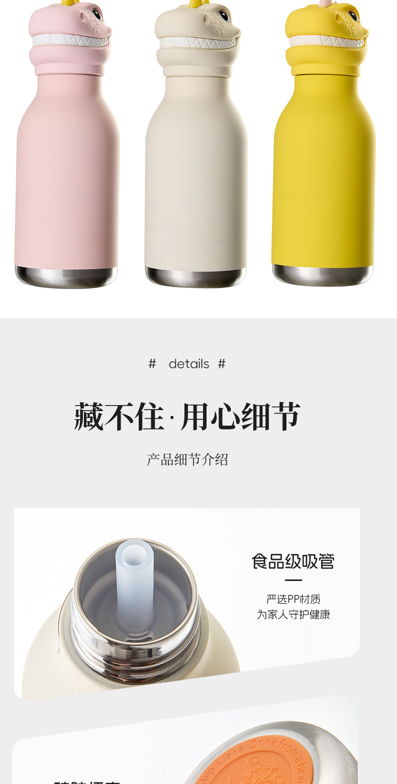 火爆跨境亚马硅胶霸王龙恐龙316不锈钢保温杯卡通动物头创意水杯详情14