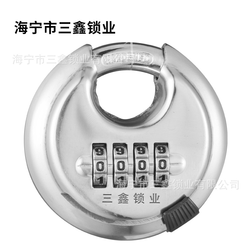 Stainless steel password round disc lock, outdoor waterproof ingot padlock, storage warehouse, garage, truck box, round disc combination lock pic 12