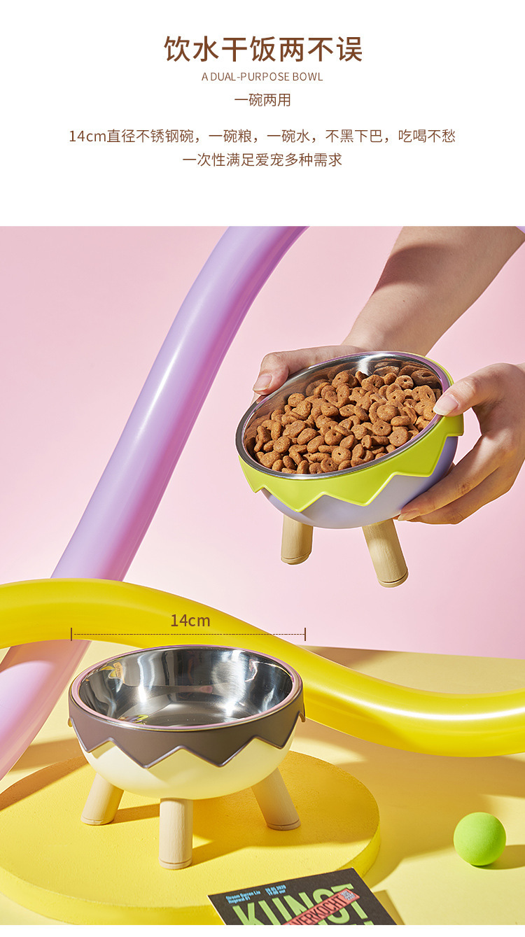 Pet bowl, high-legged cat bowl, dog bowl, cat food bowl, dog bowl, rice bowl, water bowl, cat single bowl, stainless steel bowl for protecting the cervical vertebrae pic 5