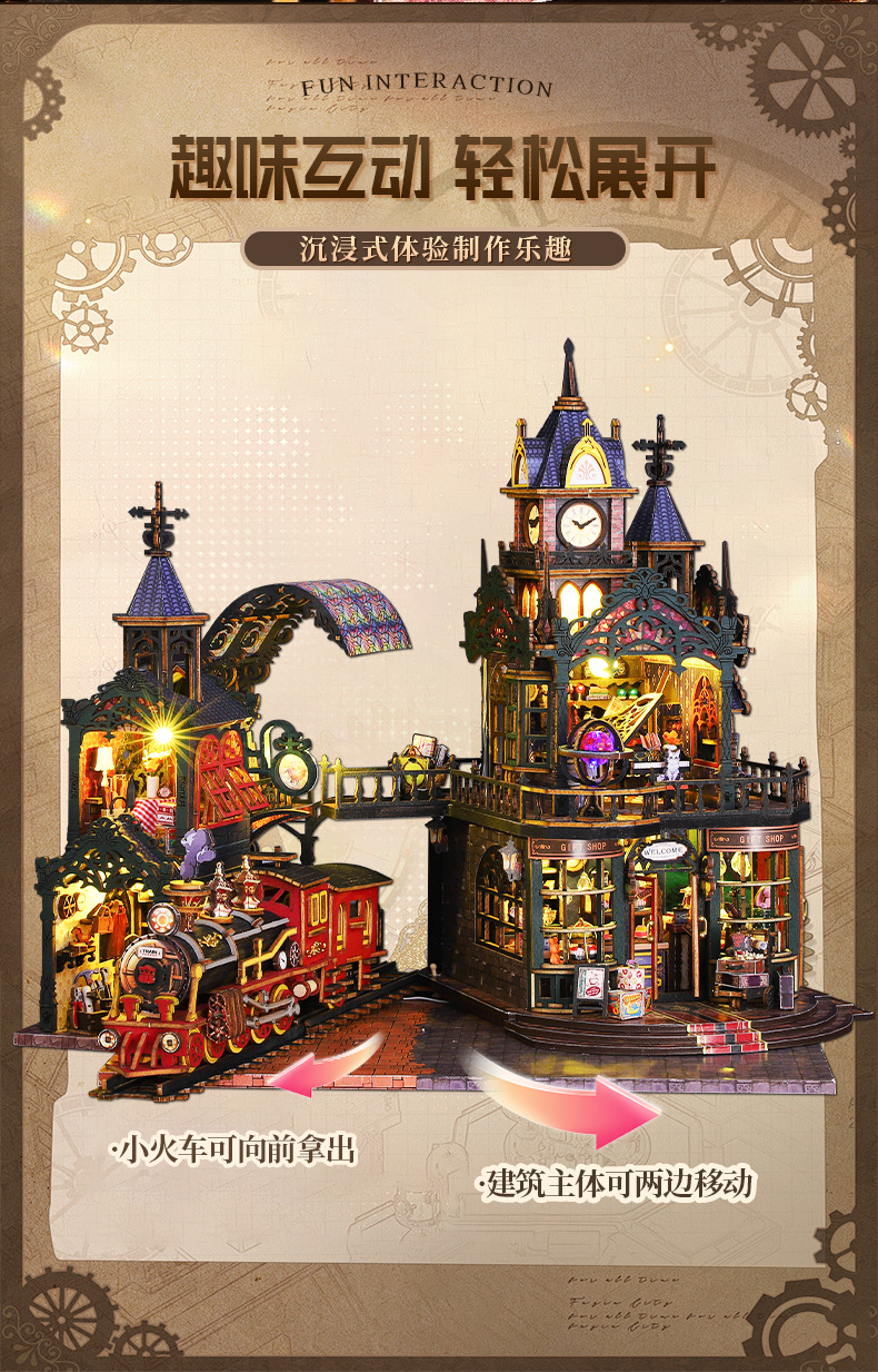 Jiate diy House Trajectory Youcheng Cross-border E-commerce Toy Model Manual Assembly DIY House DIY Bookstand pic 5