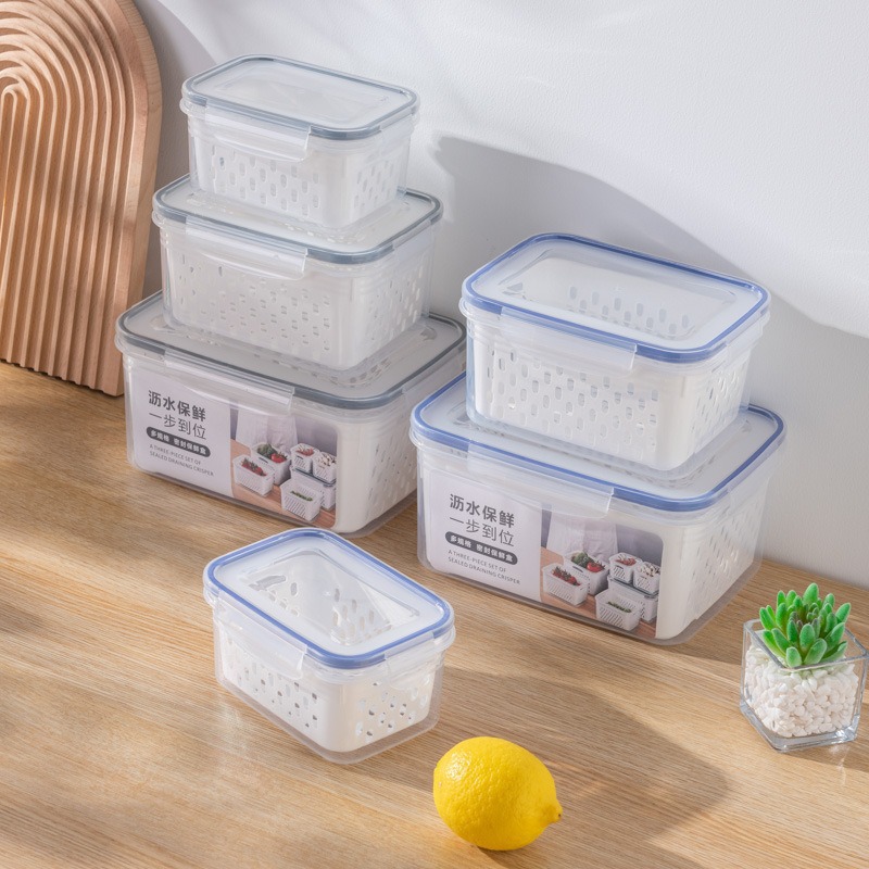 沥水保鲜盒冰箱收纳方形食品级专用冷藏冷冻密封厨房水果蔬菜盒批详情13