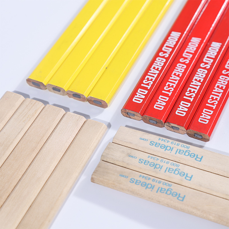 Customized large octagonal woodworking pencils, solid wood oval flat head marker pens, thick lead core, special woodworking pens for construction site marking pic 10