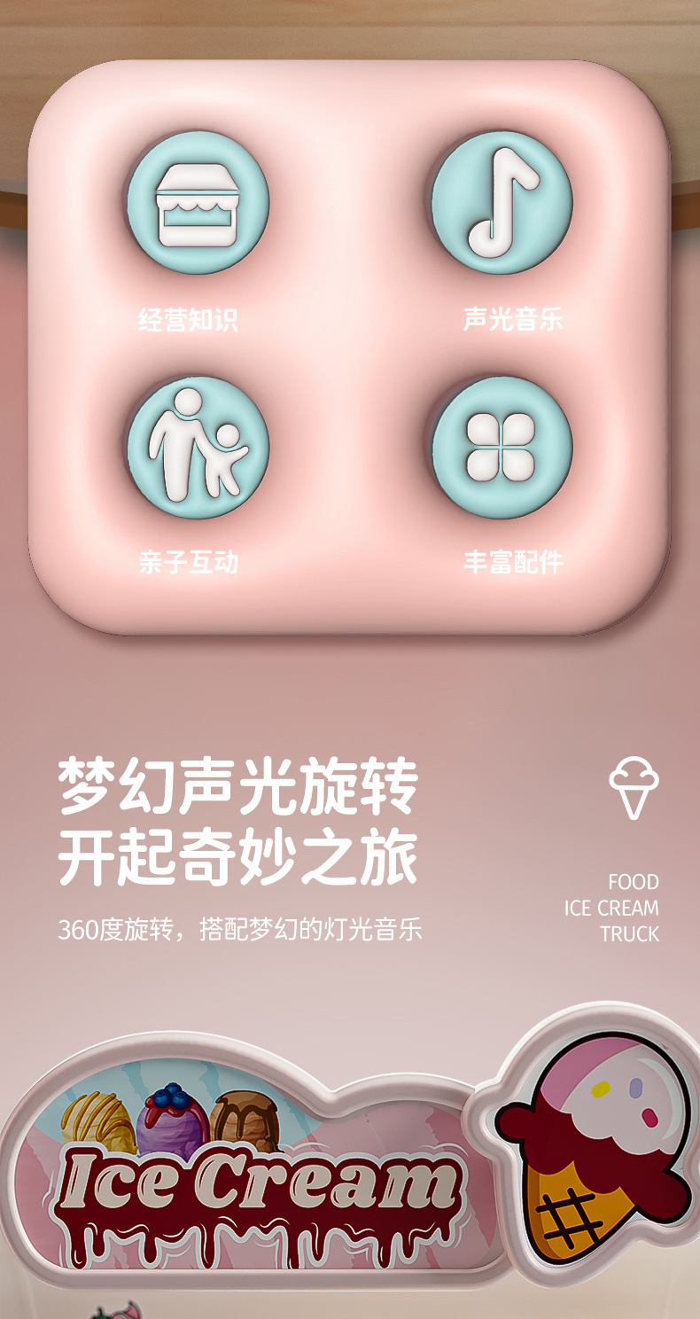 儿童过家家冰淇淋雪糕车玩具厨房套装3到6岁女孩六一节礼物趣味模拟游戏玩具儿童益智玩具详情34