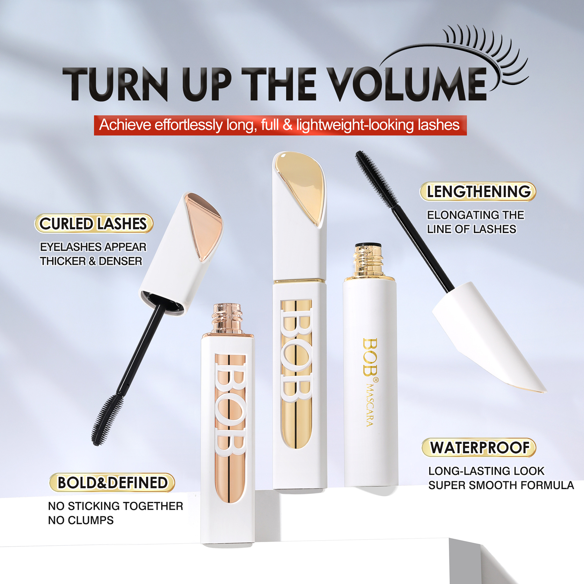 Cross-border bob base mascara is long and waterproof pic 2