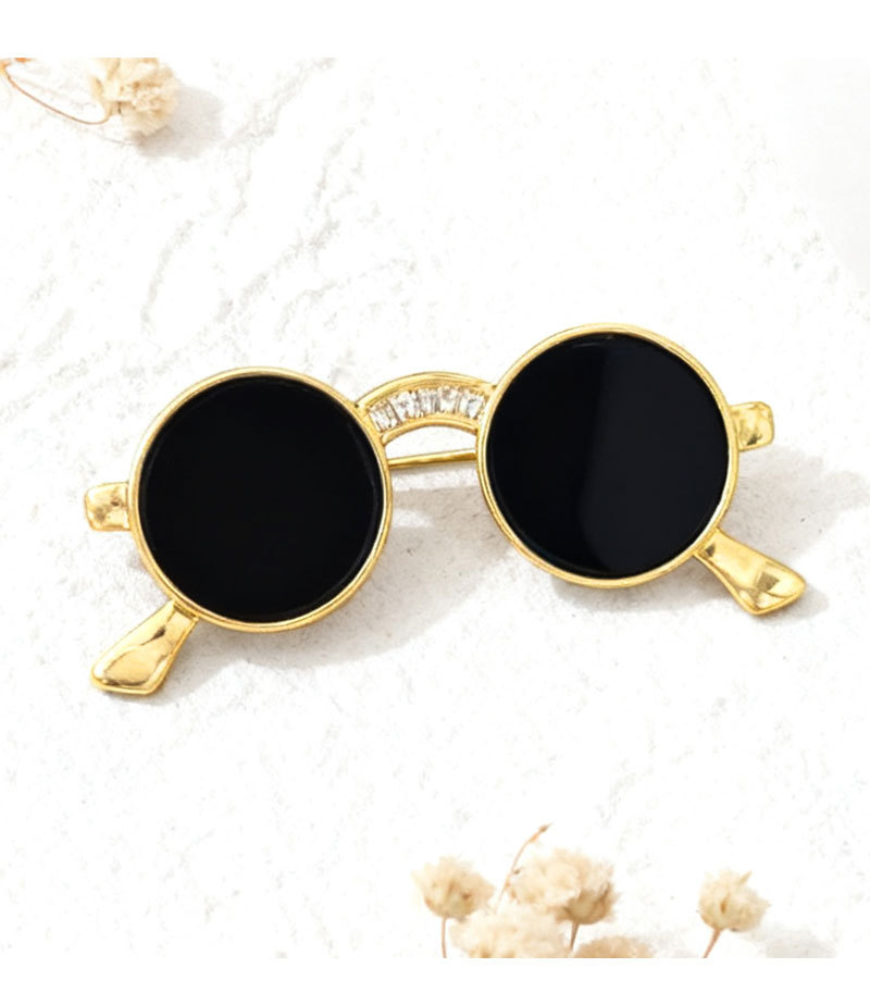 原创设计潮酷墨镜胸针轻奢日常百搭铜合金真金电镀镶锆石别针胸花详情17