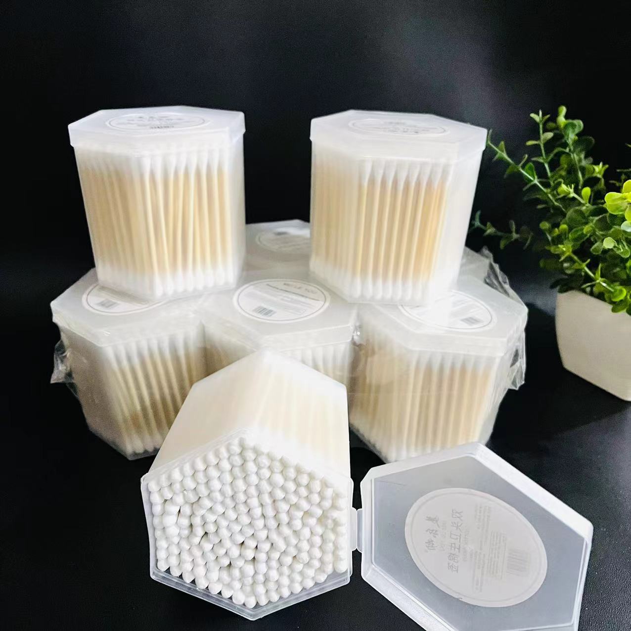 【 Zone 1-8 】 Hexagonal cotton swabs 6/ pack 240/ box Hexagonal box cotton swabs 2 yuan Large box cotton swabs Makeup and beauty double head 2 yuan store cotton swabs wholesale pic 2