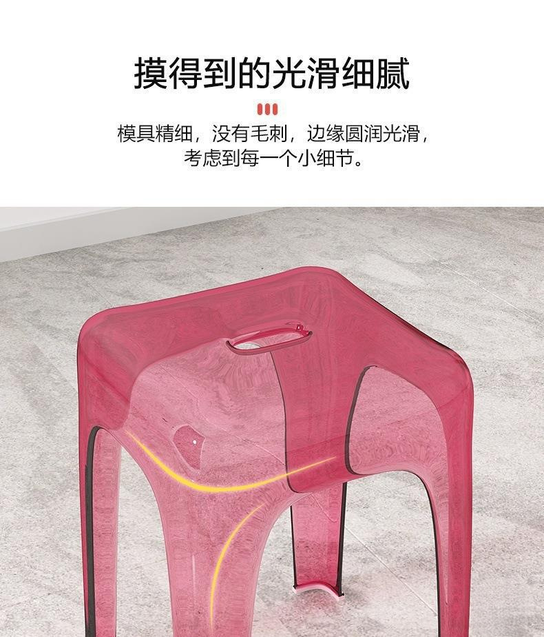 *透明塑料凳子加厚家用矮凳可叠放耐用备用高凳亚克力餐厅椅子详情13