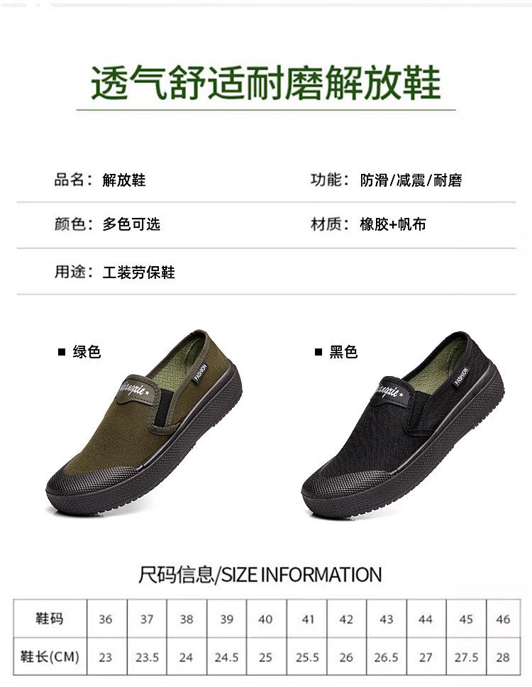 新款解放鞋男女同款帆布鞋一脚蹬劳保鞋工地农田防滑耐磨厂家直销详情12