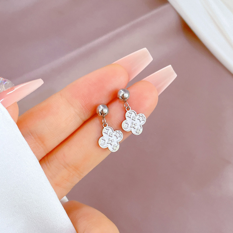 【通体钛钢】贝母幸运草极简风耳钉冷淡男女耳环个性气质宴会耳饰详情28