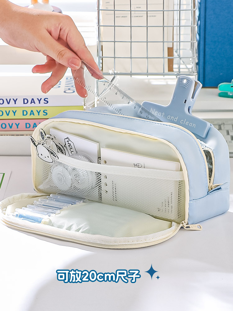 笔袋初中生超大容量铅笔盒小学生高中女生高颜值简约ins风文具盒详情4