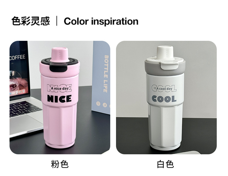 ins style flower language portable insulated cup, female stainless steel high appearance level student 316 water cup, insulated tea-water separation cup pic 24