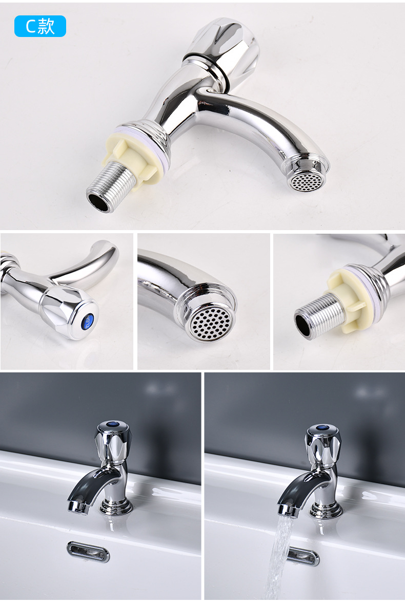Wholesale single cold water electroplated faucets, washbasin faucets, cross-border export washbasin faucets, countertop washbasin faucets pic 12