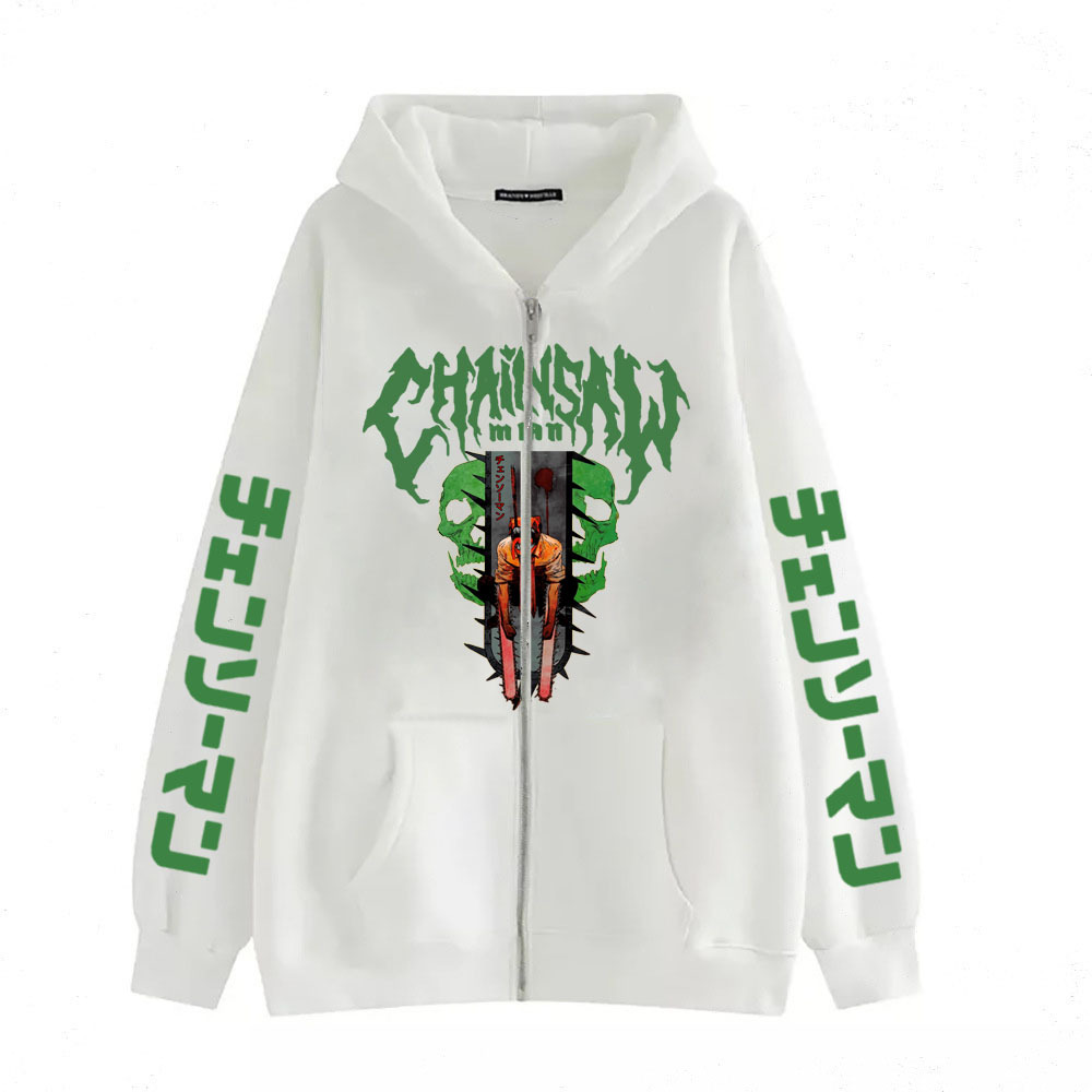 日漫卫衣电锯人印花连帽衫Y2K复古oversize hoodie潮男拉链外套男详情7
