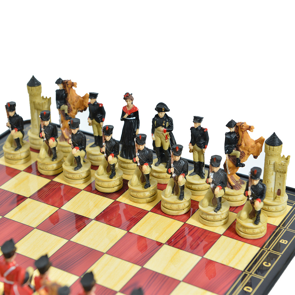 树脂人物象棋搭配高光亮面漆艺棋盘33CM桌游国际象棋游戏玩具棋详情5