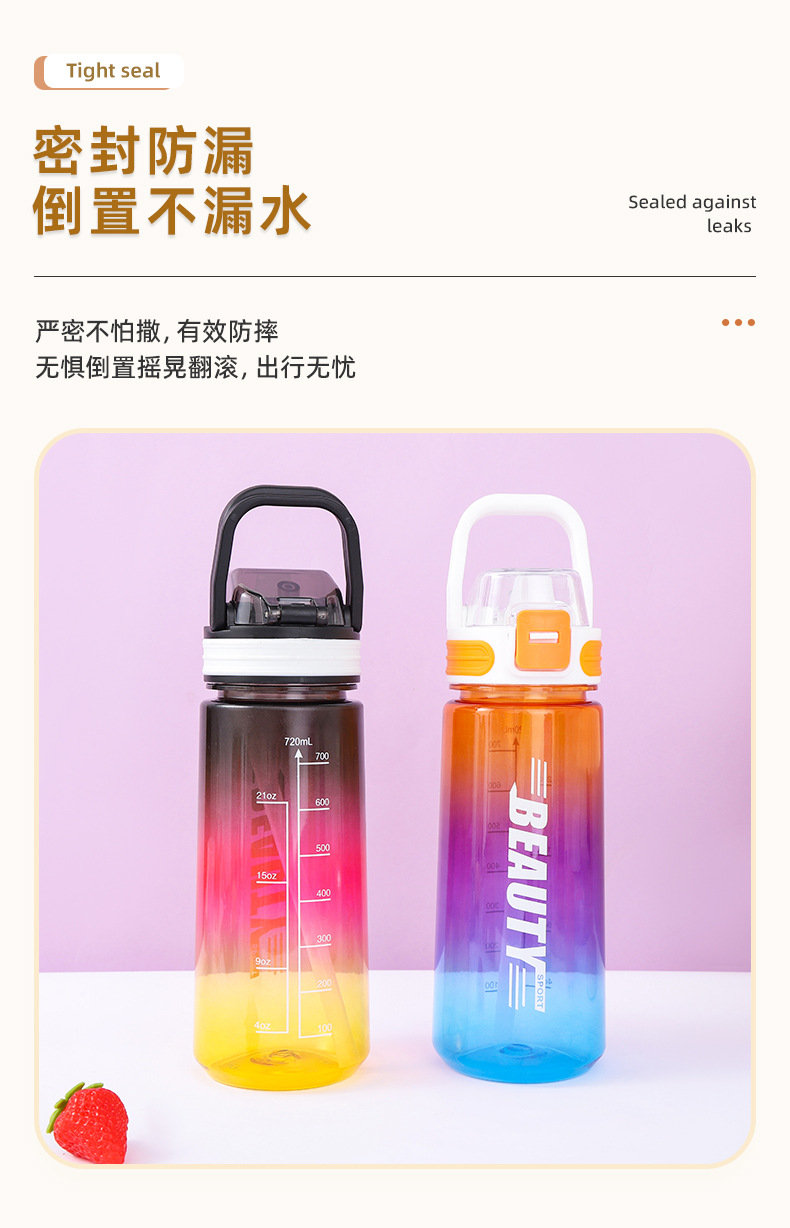 女生大容量渐变字母塑料水瓶夏季便携运动水杯学生日用百货详情4