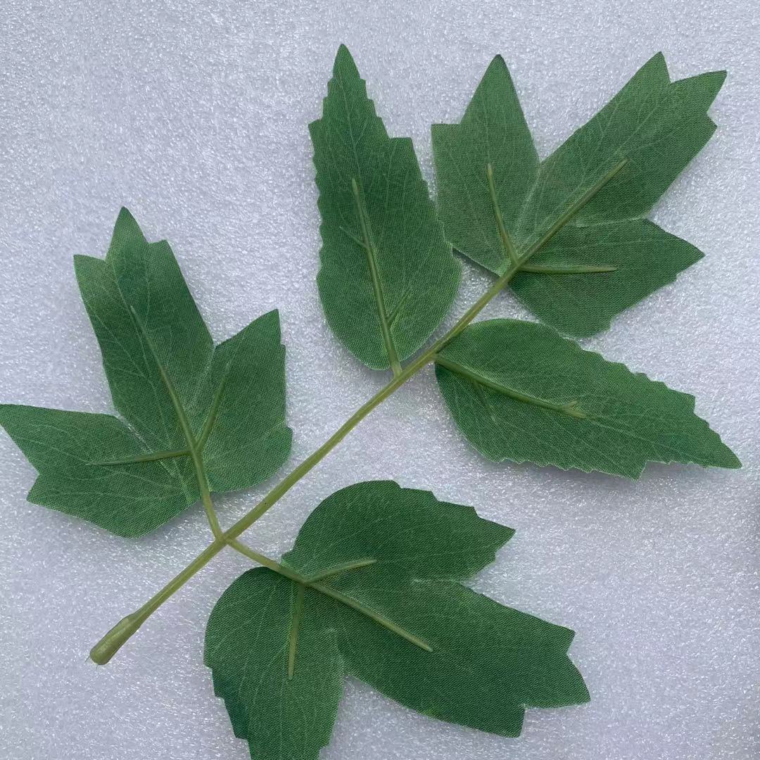 批发仿真植物花叶配件单片五叉丝印牡丹叶仿真牡丹花叶片布艺园艺装饰办公文化用品详情1