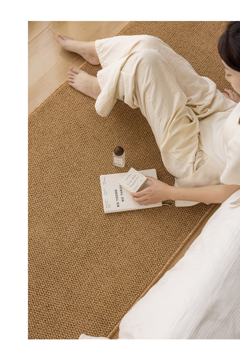 Cream-style solid-color bed carpet for the bedroom, imitation fencing to prevent cat scratches, photo studio, soundproof, thickened woven floor mat pic 36