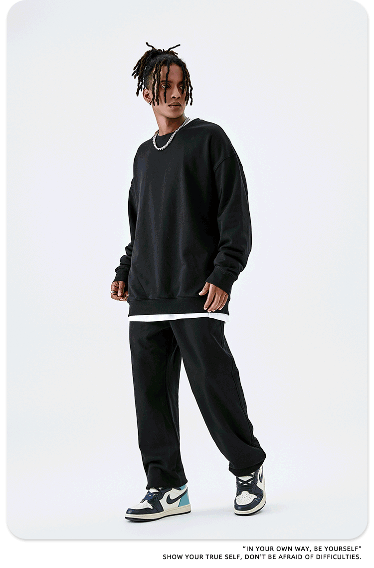 TILANI童装纯色400G毛圈棉圆领套头卫衣男女同款亲子套装跨境专供详情9