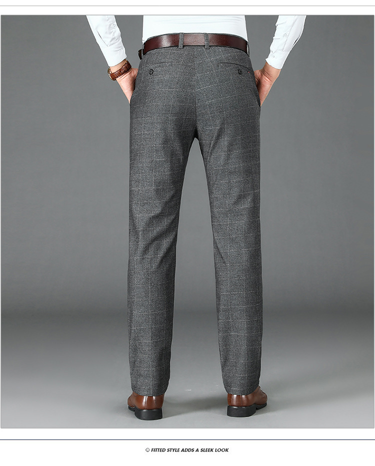 2025春季新品中年男士西裤商务休闲男裤中年男士格纹男士直筒长裤详情15