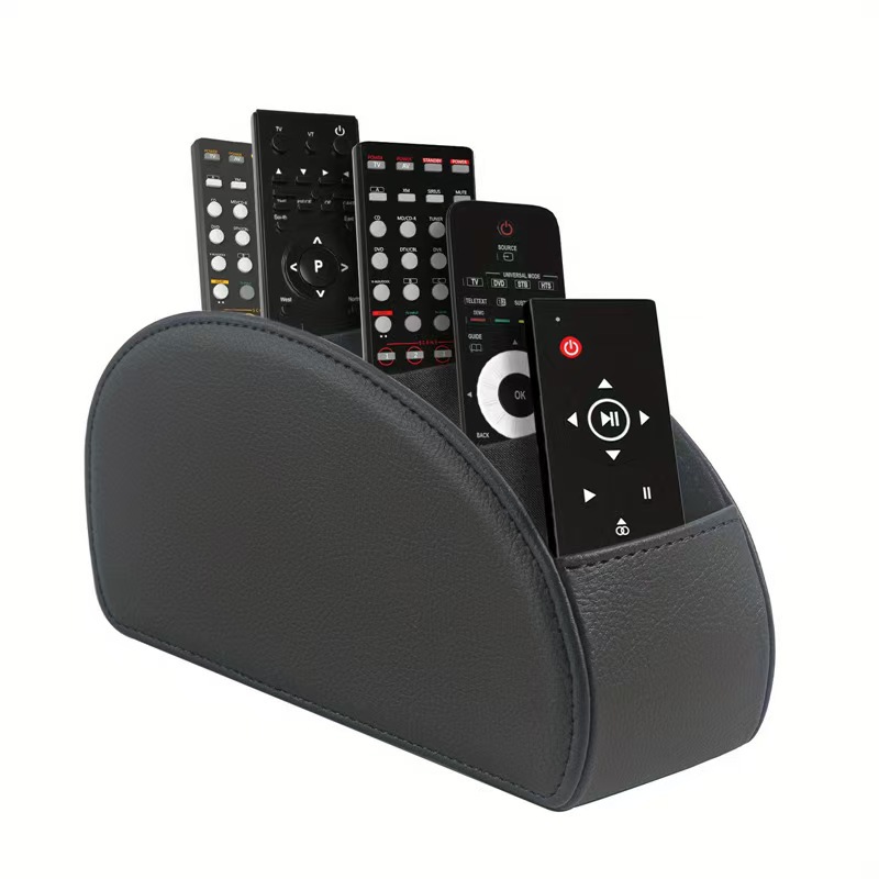 Leather storage rack with compartments, home leather storage rack, remote control stand, box tray, desktop organization pic 4
