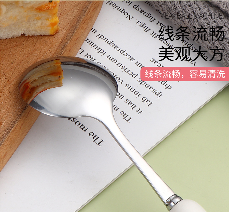 陶瓷柄不锈钢勺叉筷子 高颜值卡通动物调羹学生长柄餐具套装可爱详情11