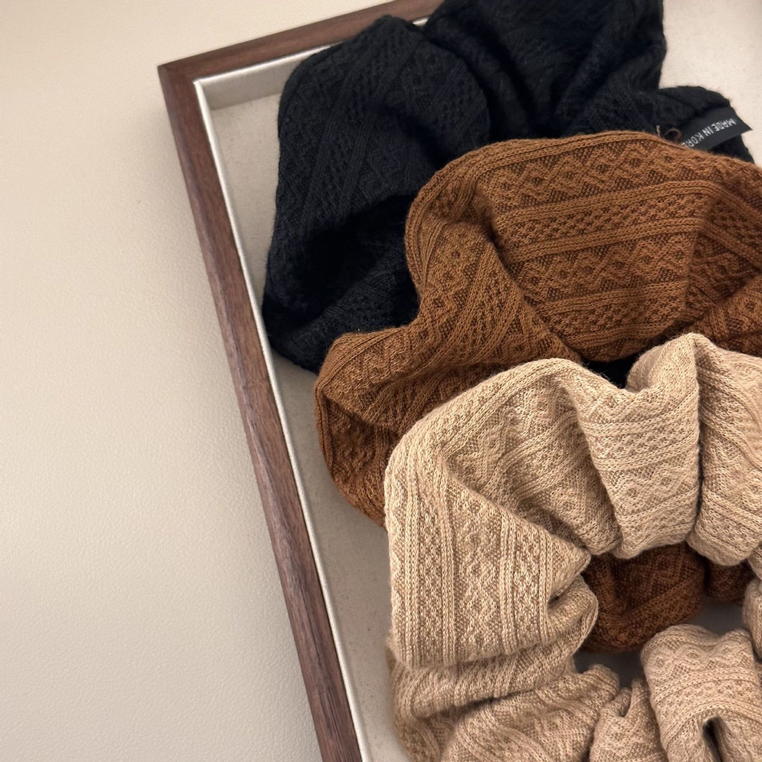 韩版简约百搭毛线针织发绳高级感复古布艺大肠发圈气质高马尾发圈详情3