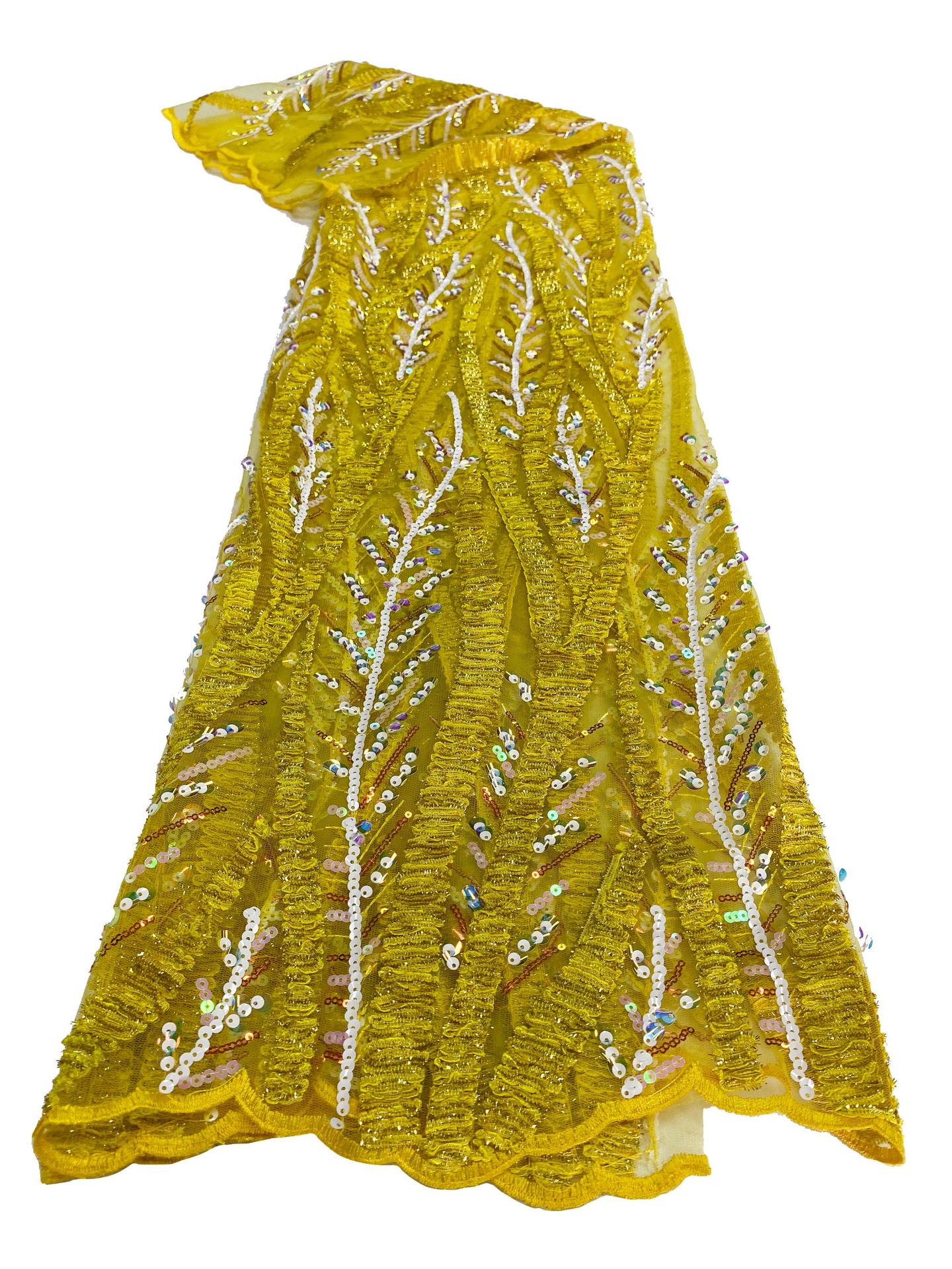 New African and Middle Eastern branch mesh fabric, sequined multi-color embroidered lace fabric beadslace in stock pic 10