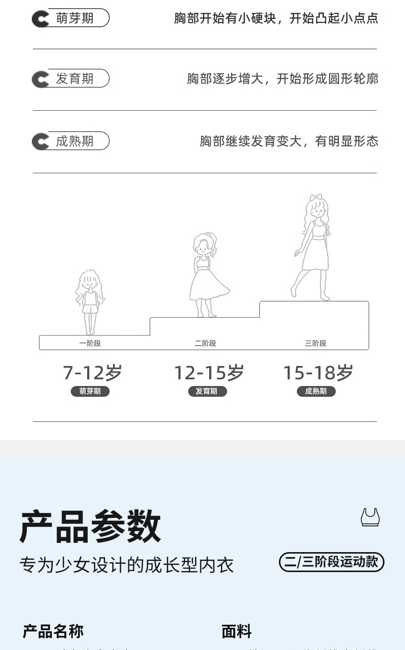Teenage girls, high school students, sports shockproof bras without steel rims, junior high school students, adult growth period vests, adolescent underwear pic 10