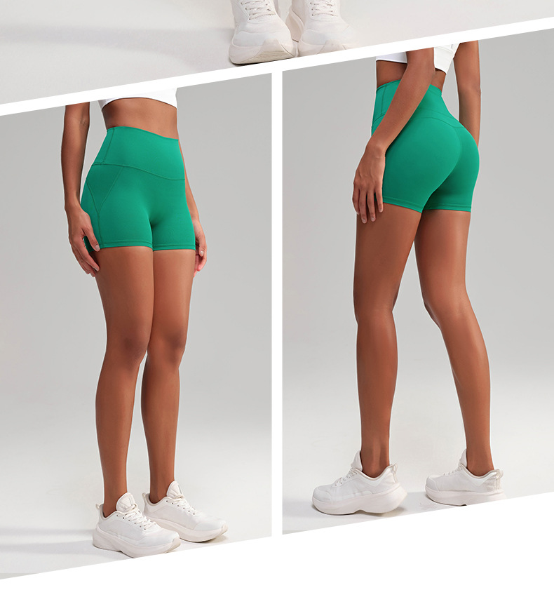 No underpants, high-waisted peach hips, high-elastic hot pants, no embarrassing lines, sports shorts, running, fitness, yoga pants for women pic 38