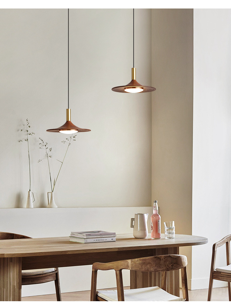 Retro new Chinese-style led lamps with a grand and high-end feel, walnut-colored solid wood pendant lamps, French and Chinese-style dining room lamps pic 7