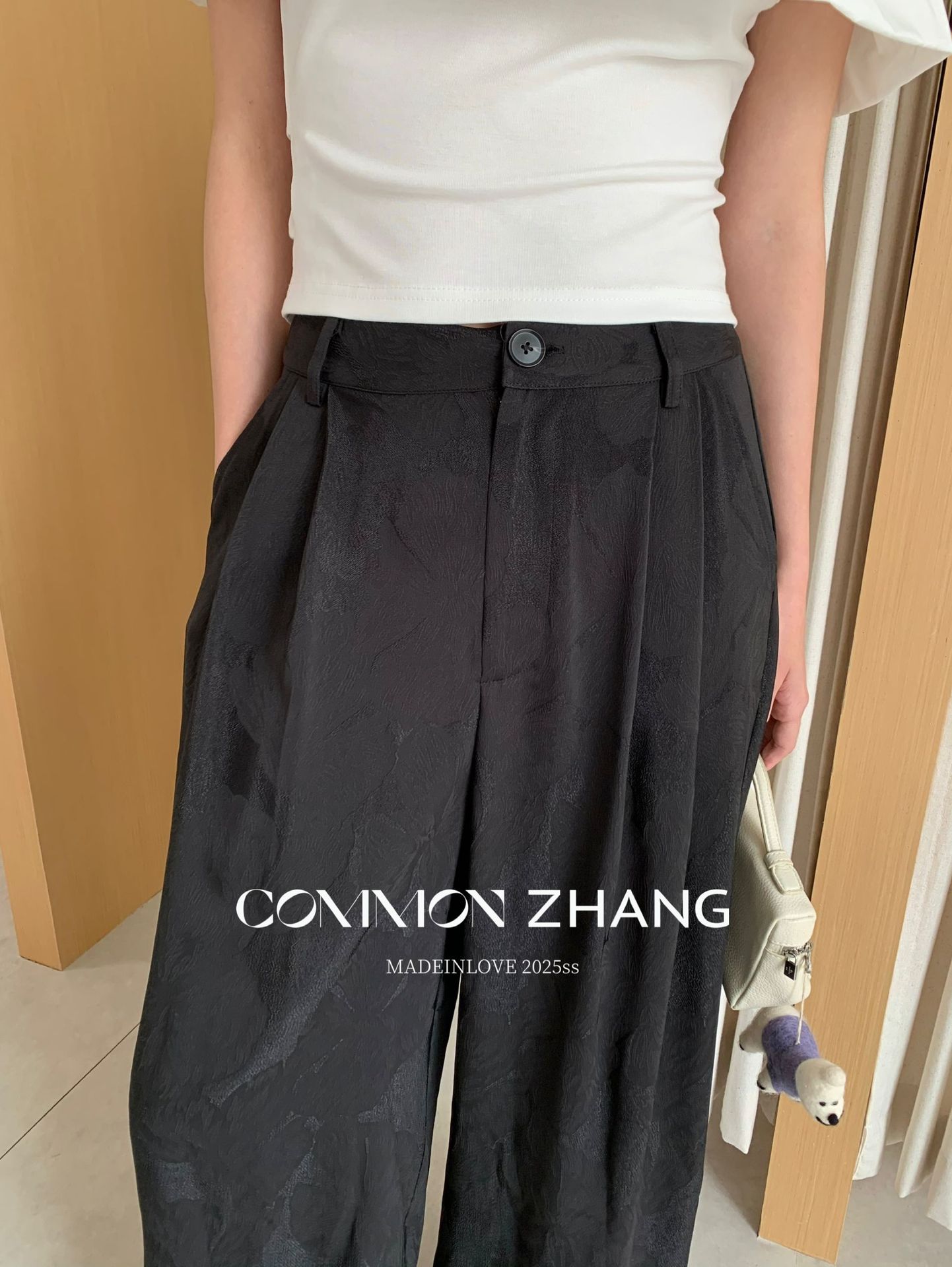 CZ ZHANG夏季韩版通勤时髦质感低腰阔腿垂感拖地百搭休闲裤B21335详情22