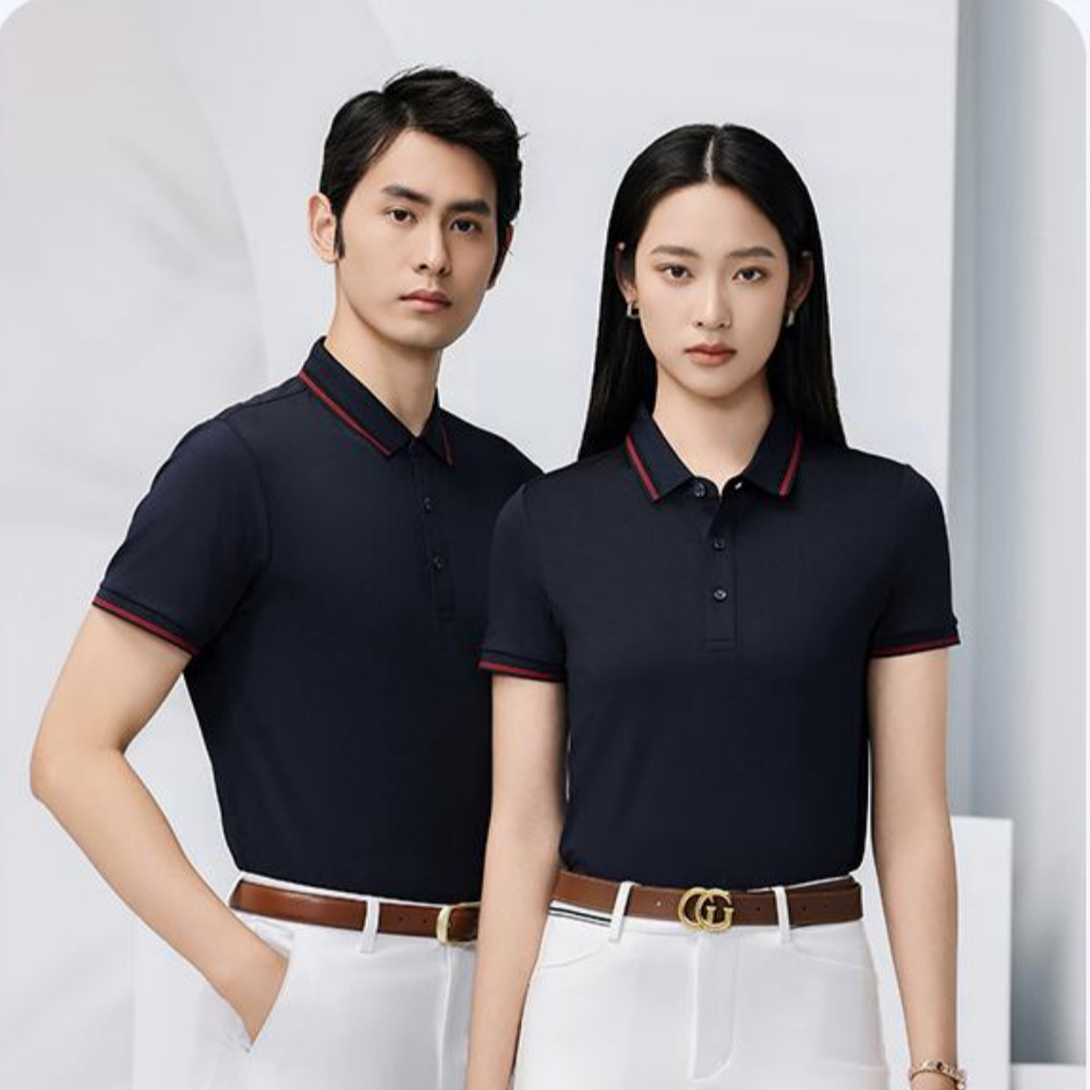 跨境外贸翻领修身透气高回弹polo衫男款商务休闲loog印字刺绣定制详情14