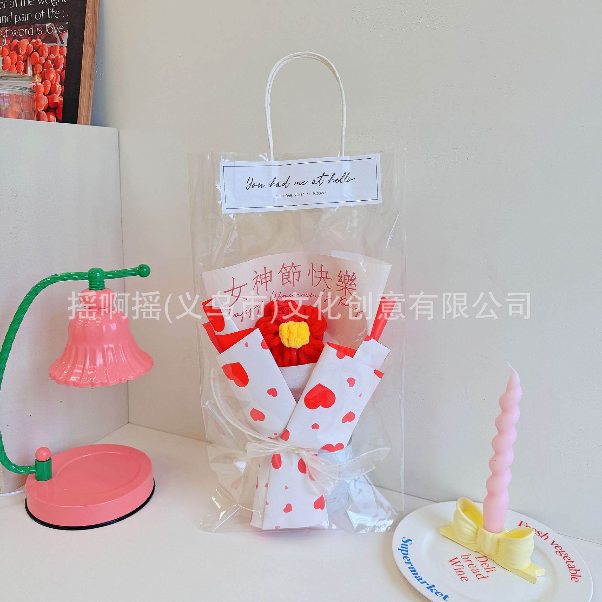 手提针织花束女神节三八妇女节花束公司团购礼品针织花束创意摆摊详情11