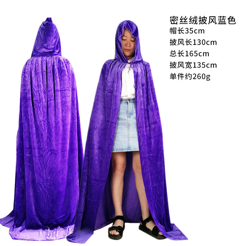 万圣节服装舞会装扮儿童成人斗篷黑色钻石绒加厚披风吸血鬼披风详情2