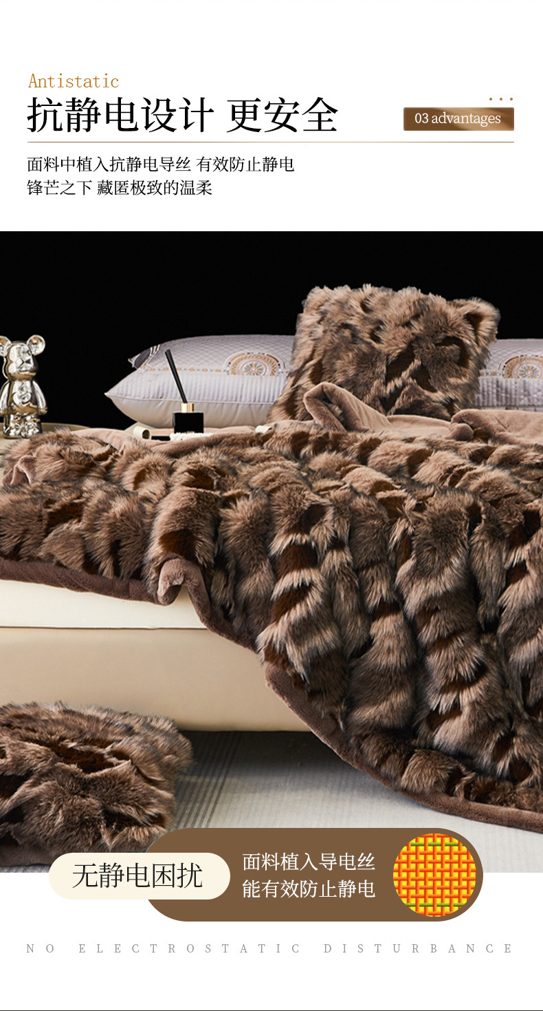 高端加厚摩登魅影保暖仿毛皮毛毯被子秋冬季双人珊瑚绒毯子法兰绒详情8
