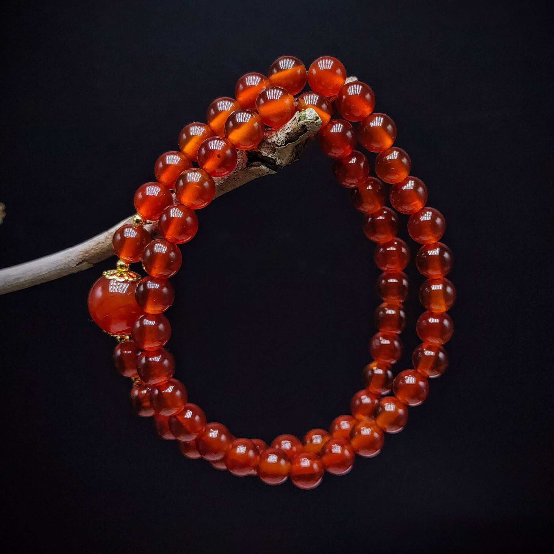Natural red agate double-ring bracelet, a niche, light luxury and high-end female style gift for best friend. Live-streaming supply of double-layer bracelet pic 4
