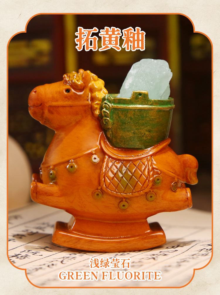 Tang Sancai cultural relics energy blind box, cartoon trendy toys, crystal design, resin handicrafts, ornaments, table ornaments, blind box pic 7