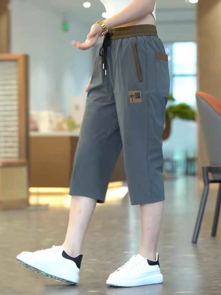 直筒休闲裤女夏季薄款冰丝速干运动裤潮流时尚百搭弹力女士七分裤详情11