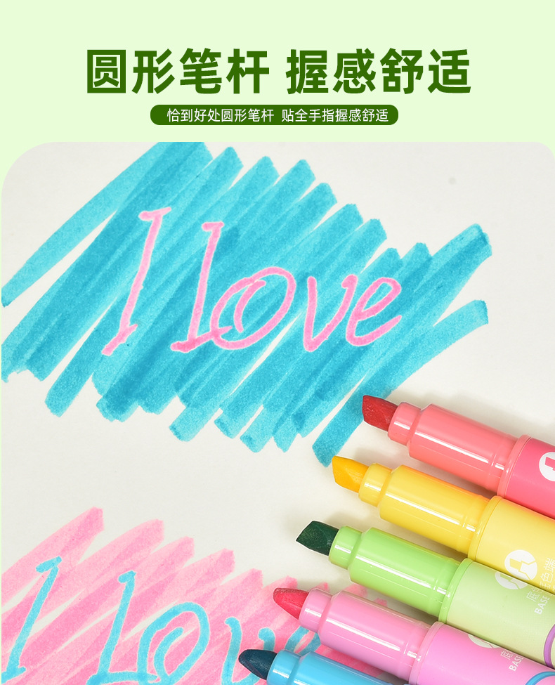 Tianfeng 239B Multi-color double-headed highlighter pen, key point marking pen, note-taking and journal-making pen, multi-color fluorescent pen pic 13