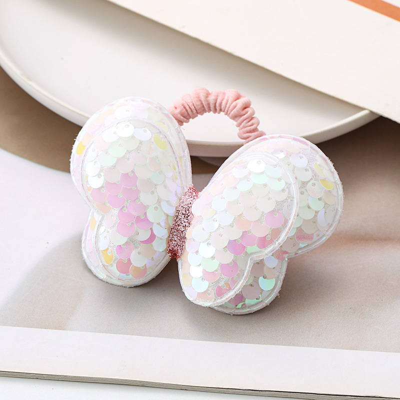 2025新款亮片蝴蝶发绳儿童发圈蝴蝶结扎高马尾头绳女孩橡皮筋头饰详情4