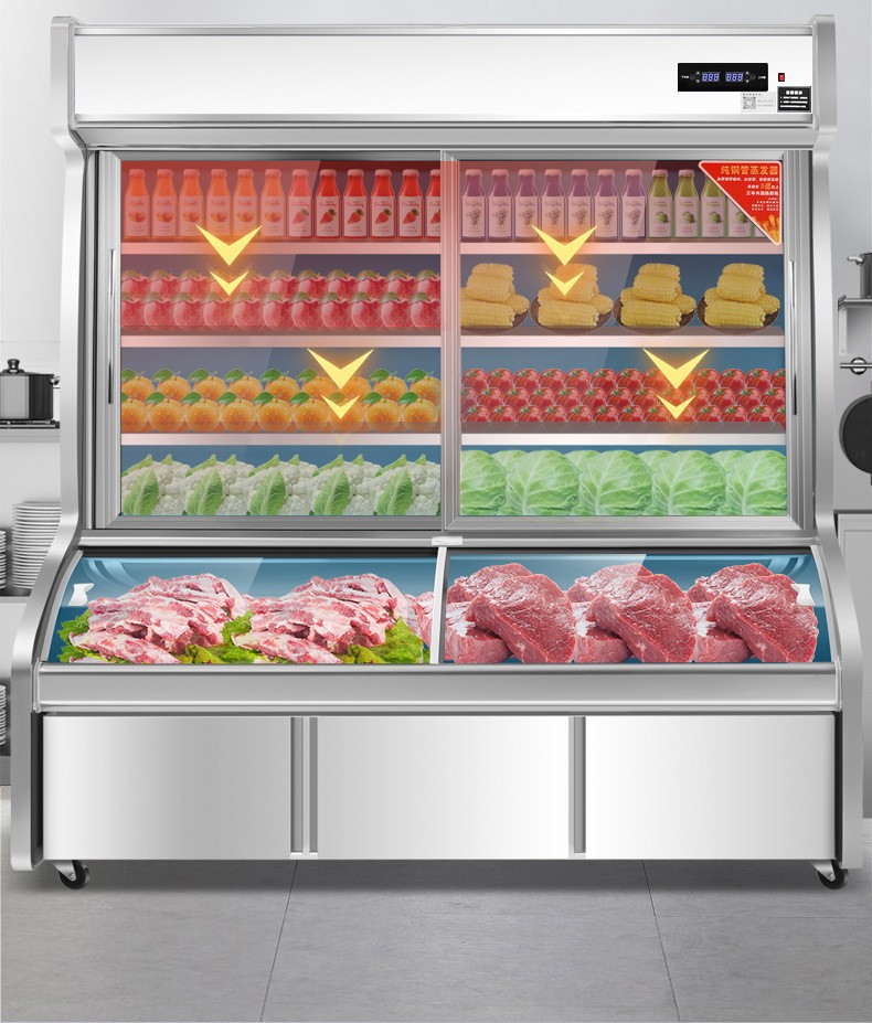 Commercial dual-temperature and triple-temperature vertical large-capacity ordering cabinet, barbecue, spicy hot pot, skewer refrigeration, freezing and preservation display cabinet pic 4
