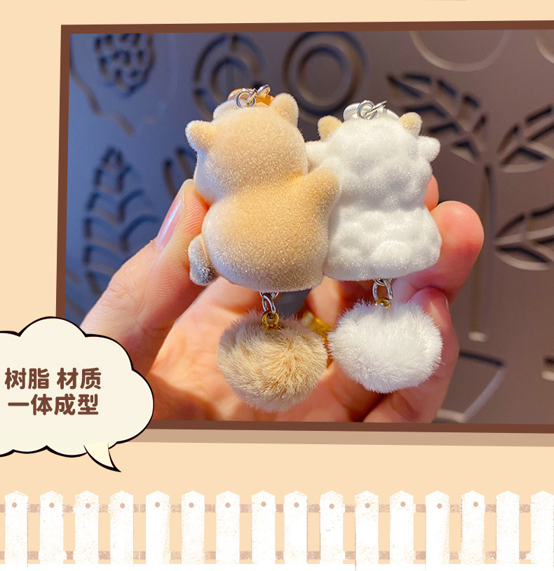 百茂原创十二生肖植绒钥匙扣六合挂件毛绒绒玩偶书包钥匙链圈挂饰详情8