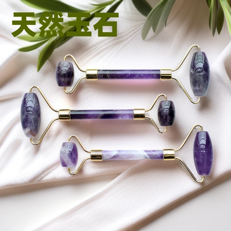 工厂直销紫水晶玉石滚轮按摩器专用脸部刮痧按摩美容棒美容院推拿馆用详情11