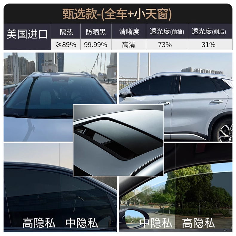 汽车贴膜车窗贴膜太阳膜前挡风玻璃防晒隔热膜防爆膜隐私膜全车膜详情28