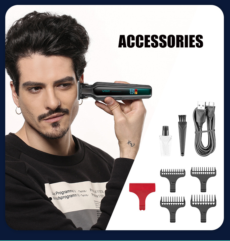 VGR930跨境新款電推剪液晶數(shù)顯家用刻痕理發(fā)器大功率電動(dòng)專用推子詳情4