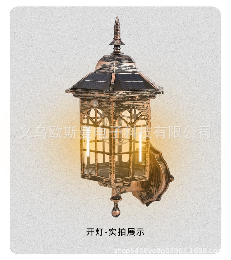 New solar-powered charging wall lamps, outdoor waterproof tungsten filament lamps, retro garden lamps, sensor lamps, garden villa lamps pic 14