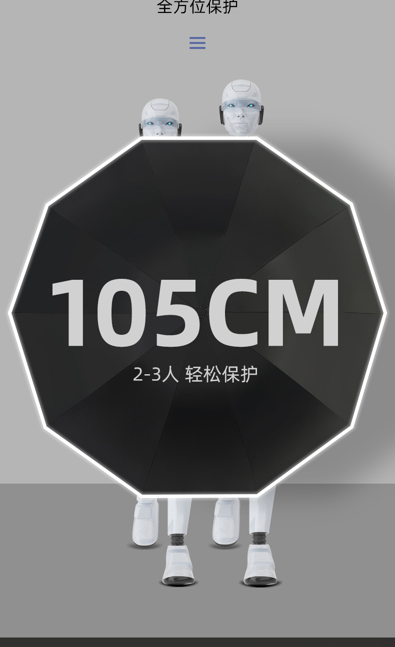 全自动三折节节收机械 包边反光条灯头伞折叠雨伞 广告伞现货加印详情21